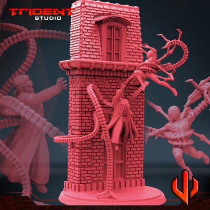 Diorama Doc Squid et Man the Spider de Trident Studio avec sa base 87 mm