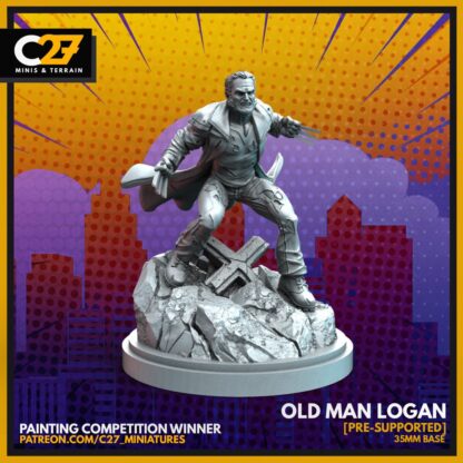 Old man logan de c27 collectibles avec sa base 35mm