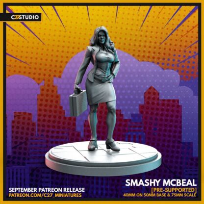 Smashy McBeal aka She-Hulk de c27 collectibles avec sa base 50mm