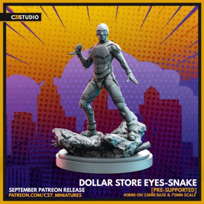 Dollar Store Eyes-Snake aka Black Noir de c27 collectibles avec sa base 35mm