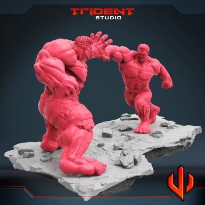 Hulk vert vs Hulk Rouge diorama de Trident Studio