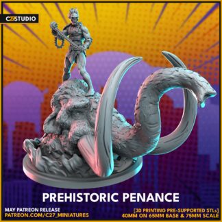 Prehistoric Penance aka Ghost Rider de c27 avec sa base 65mm