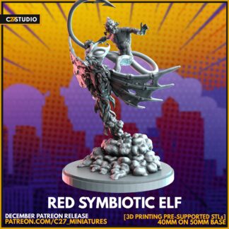 Red Goblin aka Red Symbiotic elf de c27 avec sa base 50 mm
