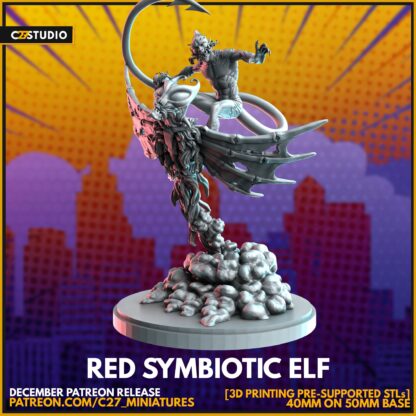 Red Goblin aka Red Symbiotic elf de c27 avec sa base 50 mm