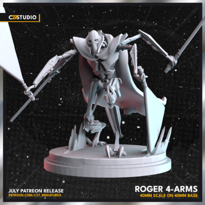 General Grievous aka Roger 4 arms de c27 avec base 40 mm